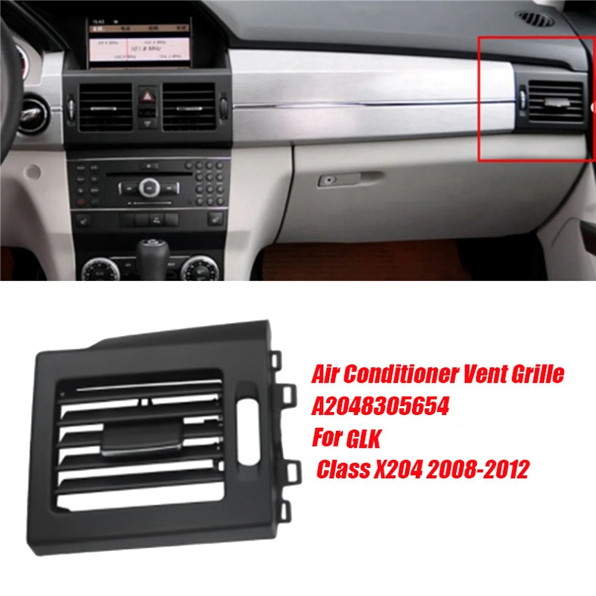 Right Dash Panel Air Conditioner Vent Grille Cover A2048305654 for Mercedes Benz GLK Class X204 2008-2012 Air Outlet