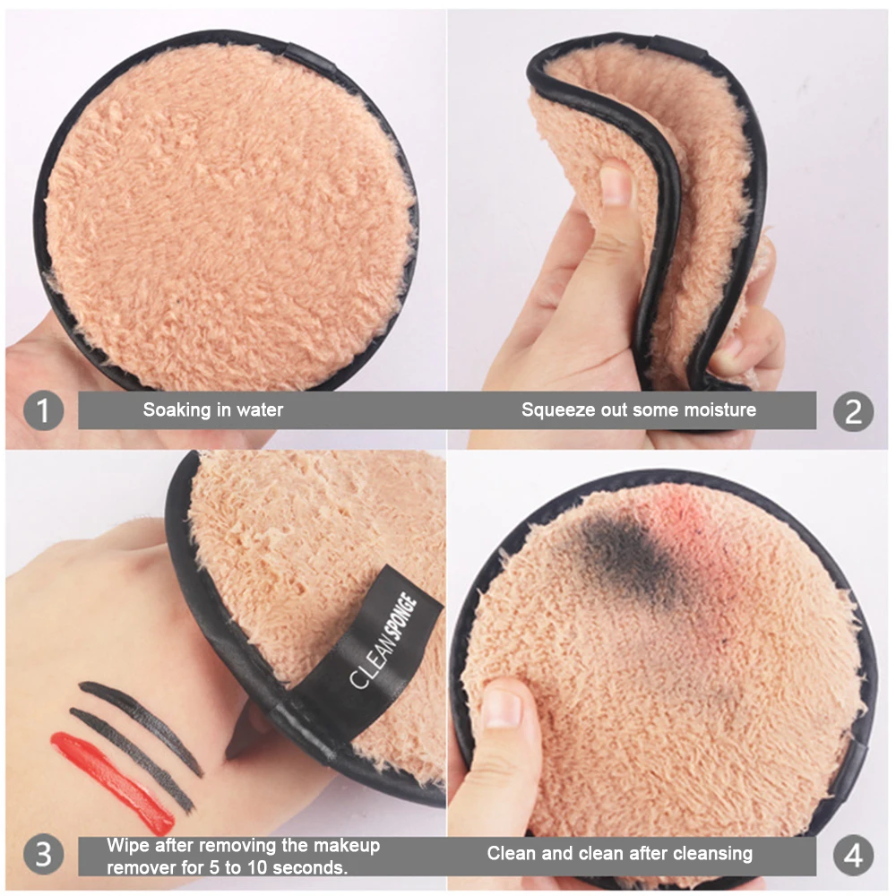 2/5pcs wieder verwendbare Make-up-Entferner Pads Ananas gestreifte Puff Baumwoll tücher Mikro faser Make-up Entfernung Schwamm Baumwolle Reinigungs werkzeug