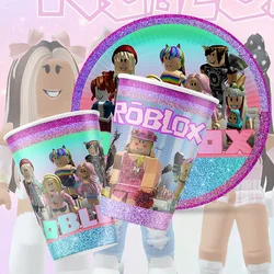 Sandbox Building Game Robloxed Pink Theme Birthday Party Decoration Balloon Event Supplies Tableware Banner Background