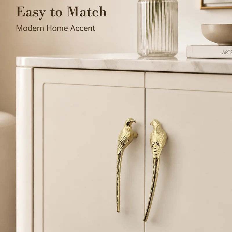 Luxuriöser Goldener Magpie Retro Metallischer Schrankgriff Schubladenknopf für Weinschrank Kleiderschrank Neues Kreatives Design