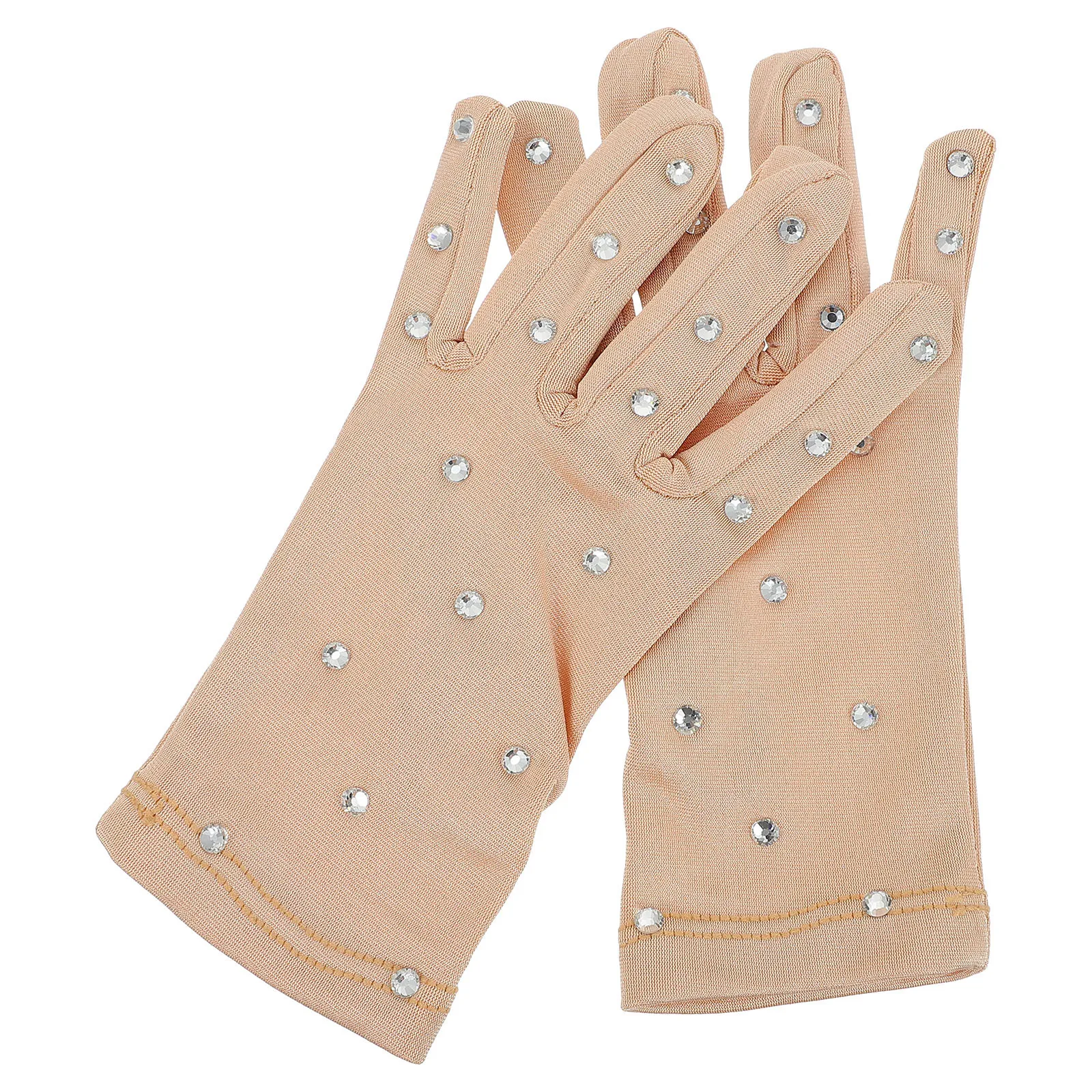 

1Pair Lady Rhinestone Gloves Skating Non-Slip Warm Gloves Premium Breathable Fabric for Music Festival