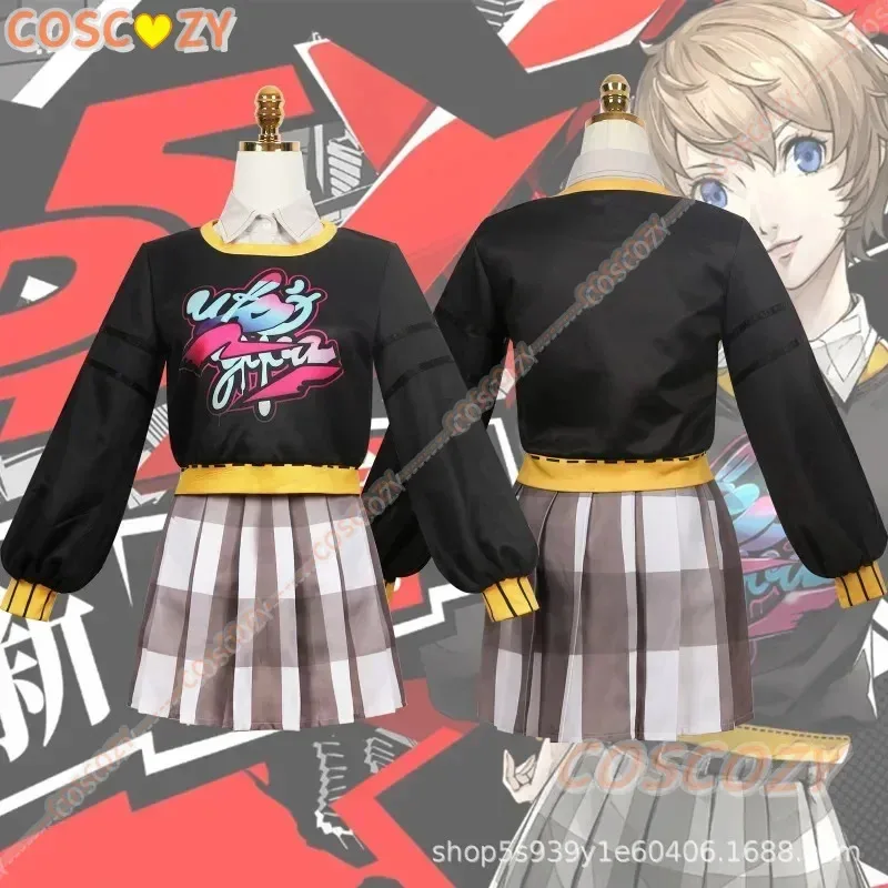 Jeu d'anime P5X: The Phantom X Motoha Arai, Costume de Cosplay, perruque, jupe JK, chaussettes, uniforme Lolita, cheveux pour femme, Costume de fête d'halloween Sexy
