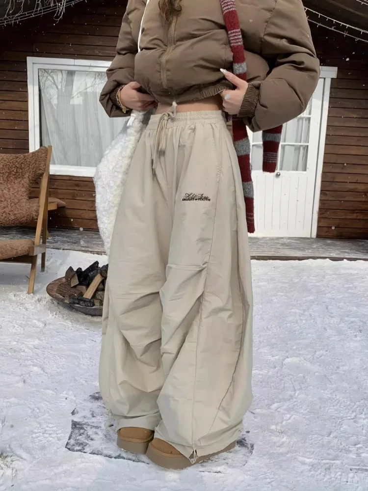 

Women Apricot Baggy Pants Vintage Y2k Parachute Pants Harajuku 90s Aesthetic Oversize Sweatpants High Waist Trousers Clothes