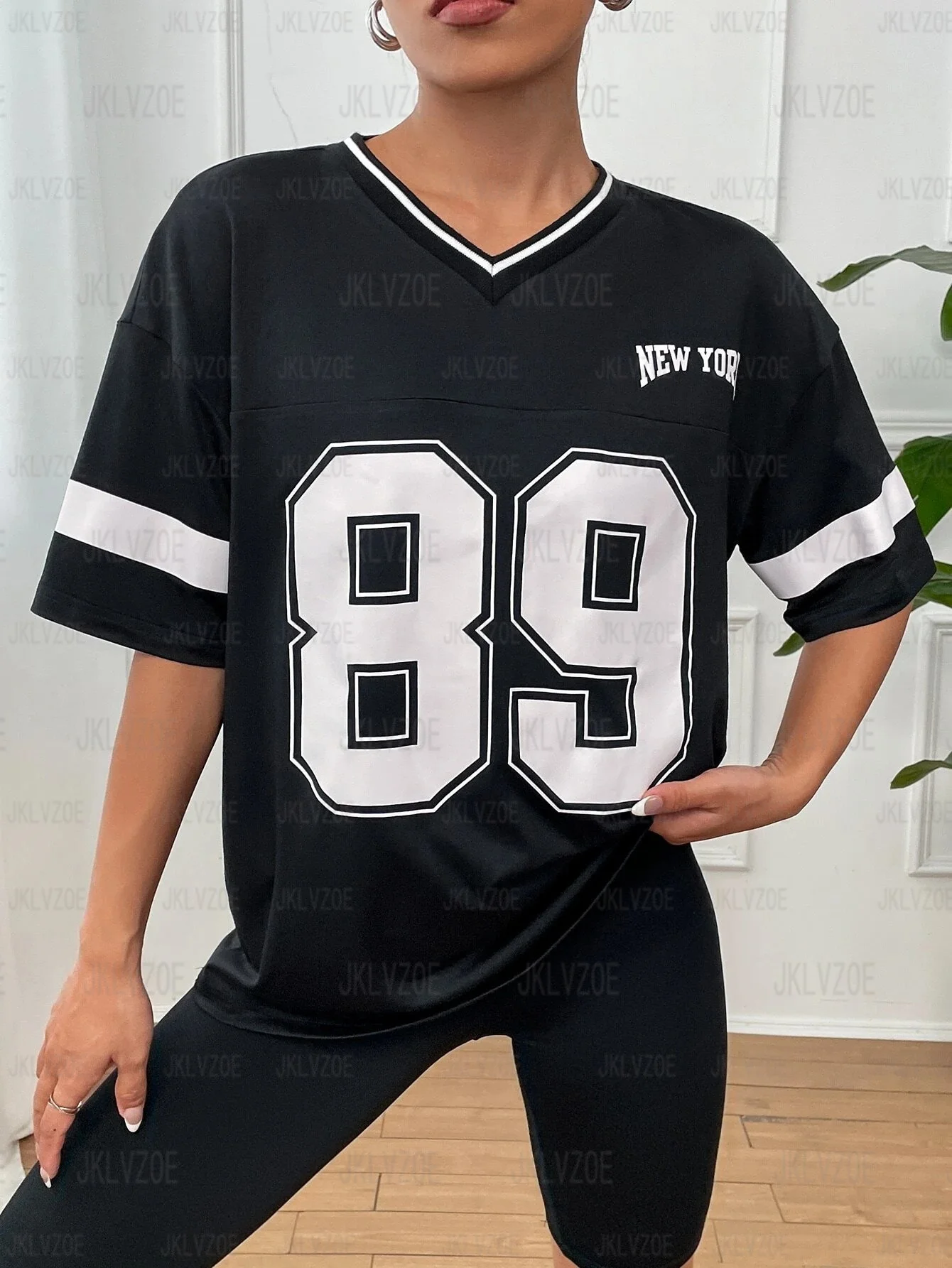 2024 Women's Summer Sport Breathable Mesh Number 89 Printed TShirt Fashion Oversized Casual Football Jersey Streetwear Sportwear