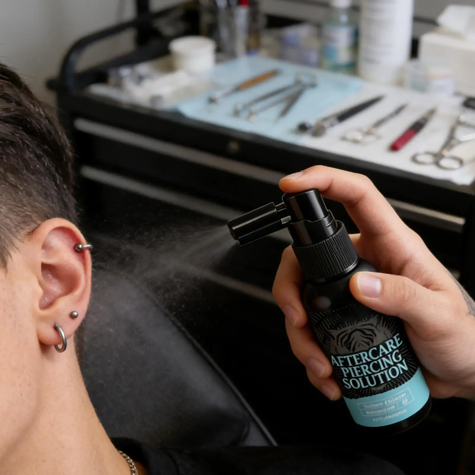 After Care Piercing Solution 50ml Gentle Safe Mist Piercing Spray Aftercare for Adults Men Women Newly Pierced Areas Care image 4
