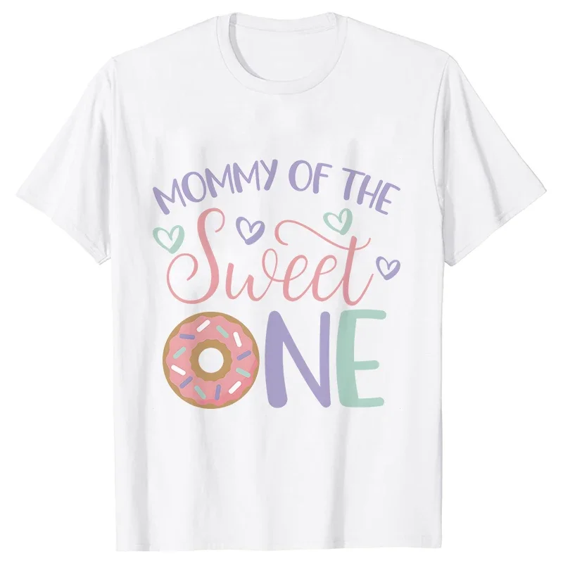 Sweet One Birthday T-shirts Girls 1st Birthday T-shirt Donut Theme Birthday Matching Family Party Tshirt Short Sleeve Top Tshirt