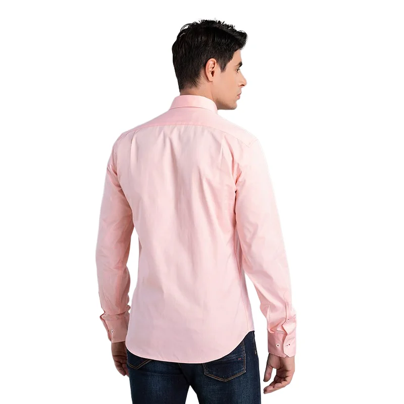 Camisa Slim Fit Monocromática masculina, Blusas de deslocamento, 100% Algodão Puro, Social, Lazer, Negócios, Alta Qualidade, Moda