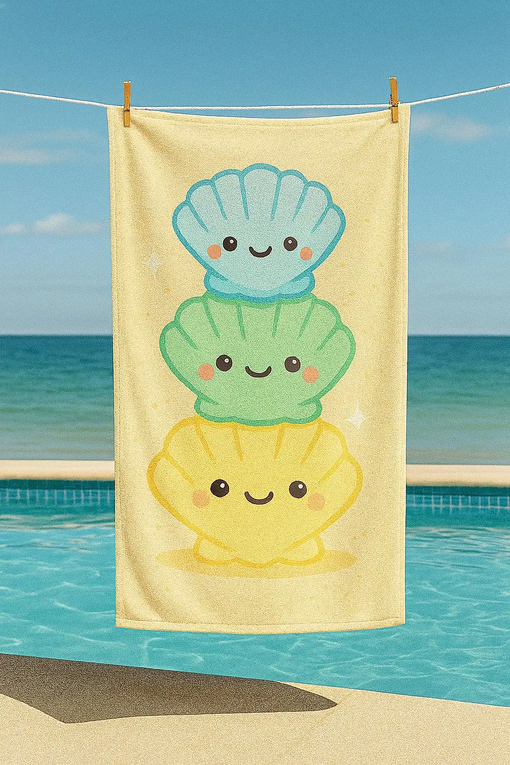 

Пляжное полотенце Pastel Smiling Shell с односторонним 2D-принтом, игривое, быстросохнущее, для дома, ванной, бассейна, пляжного декора, путешествий
