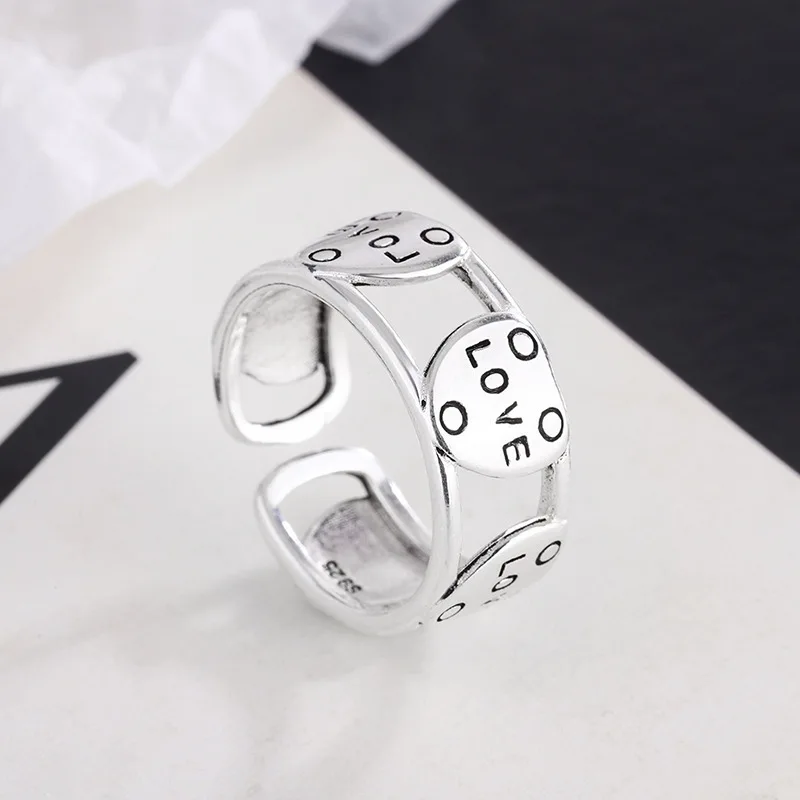 Fashion 925 Sterling Silver LOVE Aesthetic Open Rings For Women Wedding Luxury Fine Jewelry Jewellery Women Argent 925