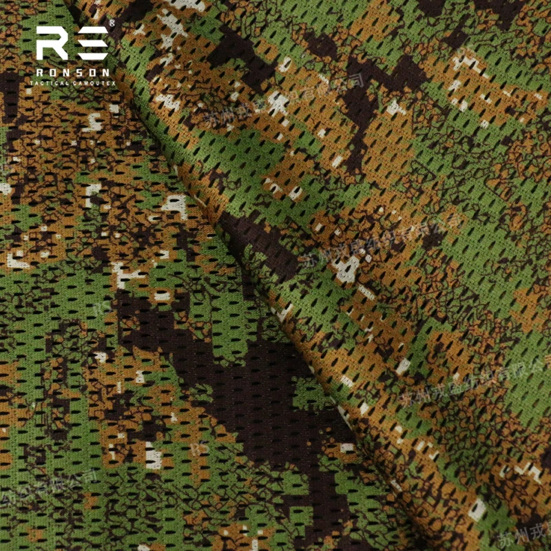 Mesh fabric 120gsm pencott greenzone camouflage fabric tactical tricot fabric mesh for printed