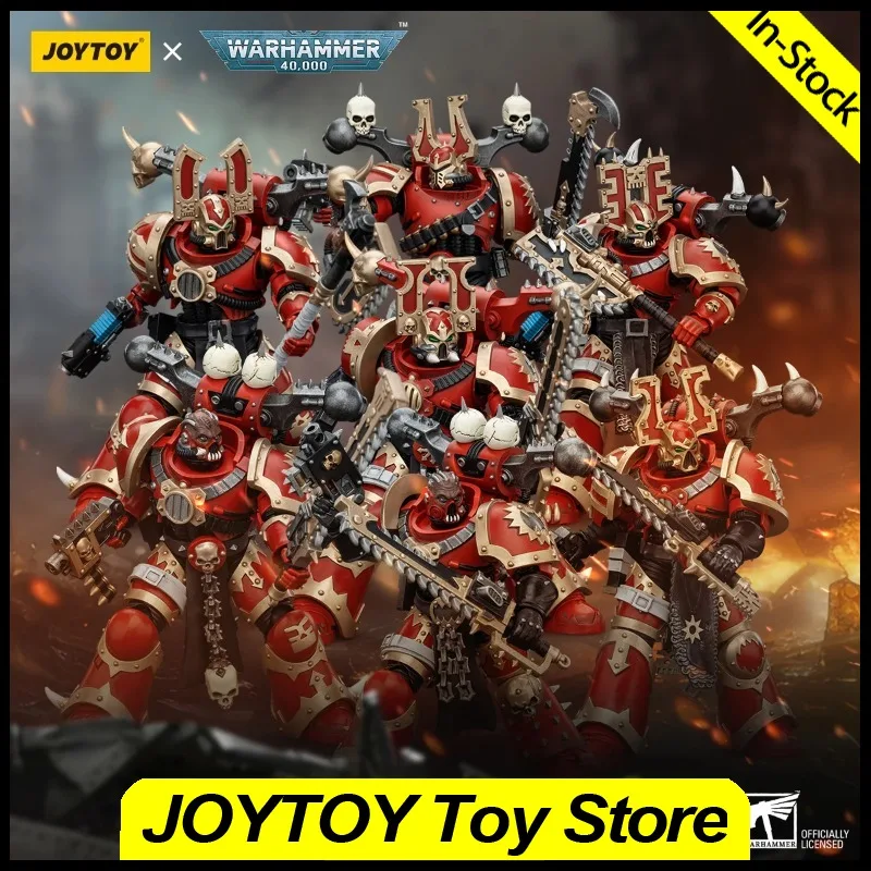 

In Stock JOYTOY Action Figure 1/18 Warhammer 40K World Eaters Khorne Berzerker 7PCS Model Toys Gifts Collection