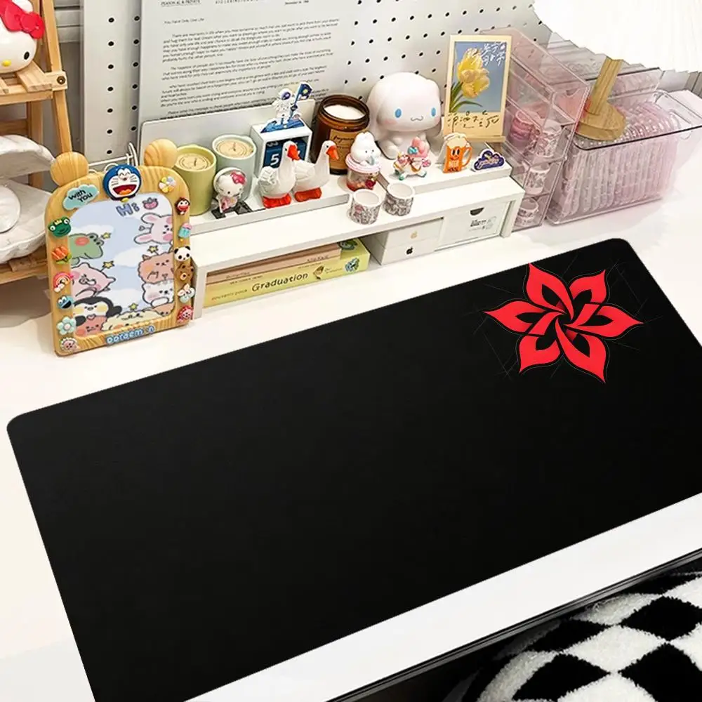 Pure black red particle glowing star ring playmat futuristic sci-fi gaming desk mat