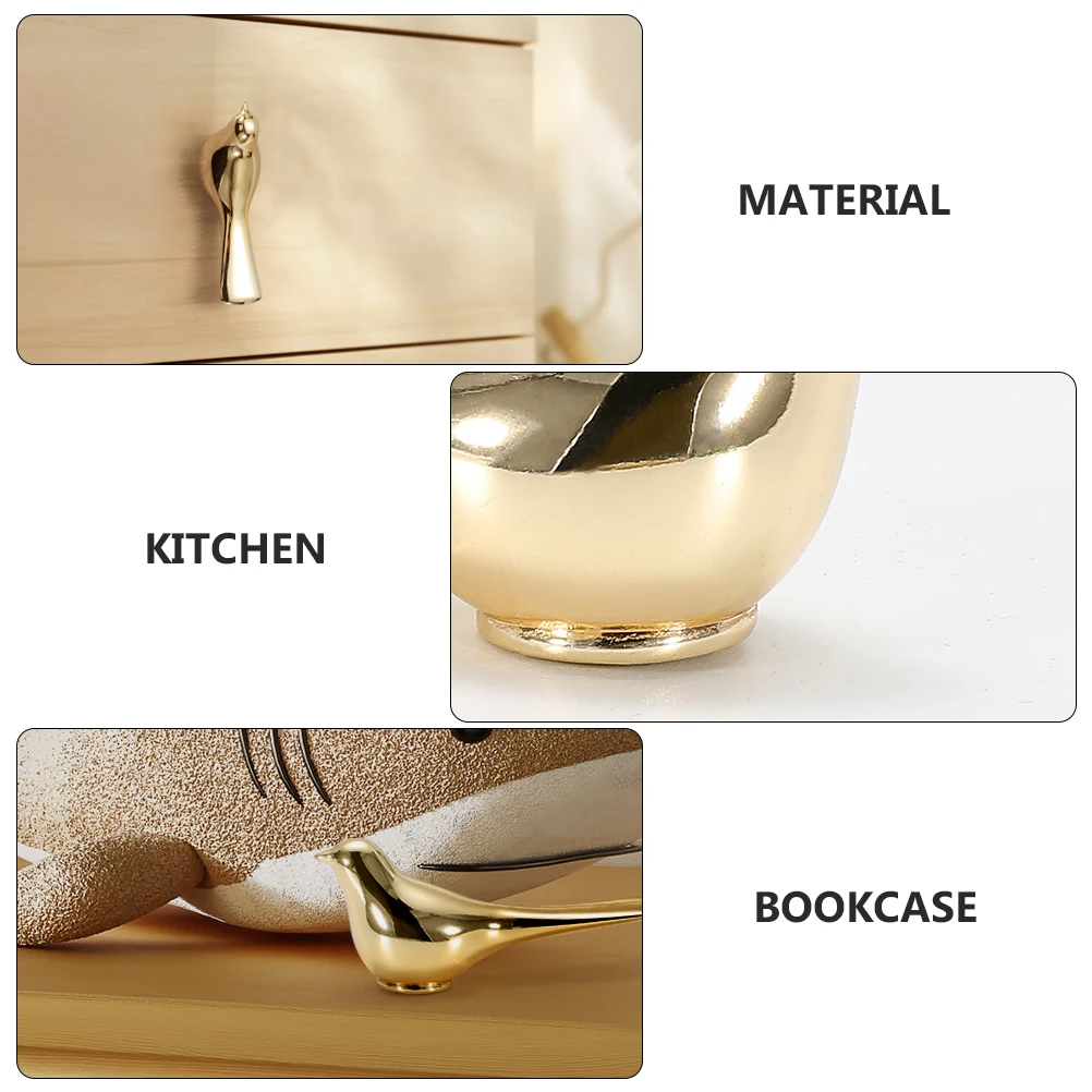 

2Pcs Golden Light Luxury Cabinet Door Pull Handle Small Bird Zinc Alloy Pull Knob Drawer Wardrobe Furniture Decoration
