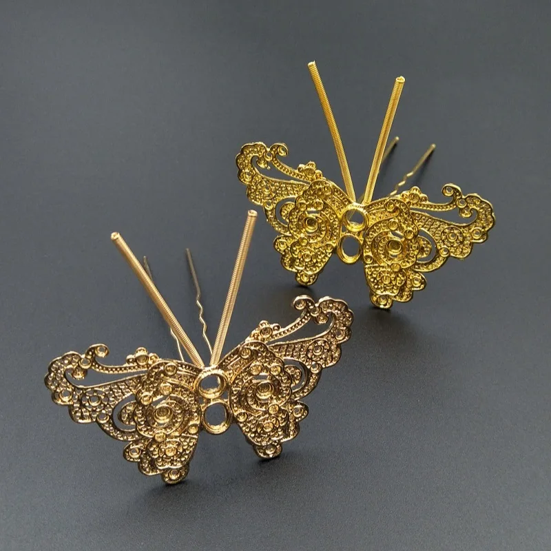 蝶のヘアクラスプアクセサリー装飾-10-個卸売ゴールドシルバーメッキ金属装飾品ジュエリー装飾アクセサリー