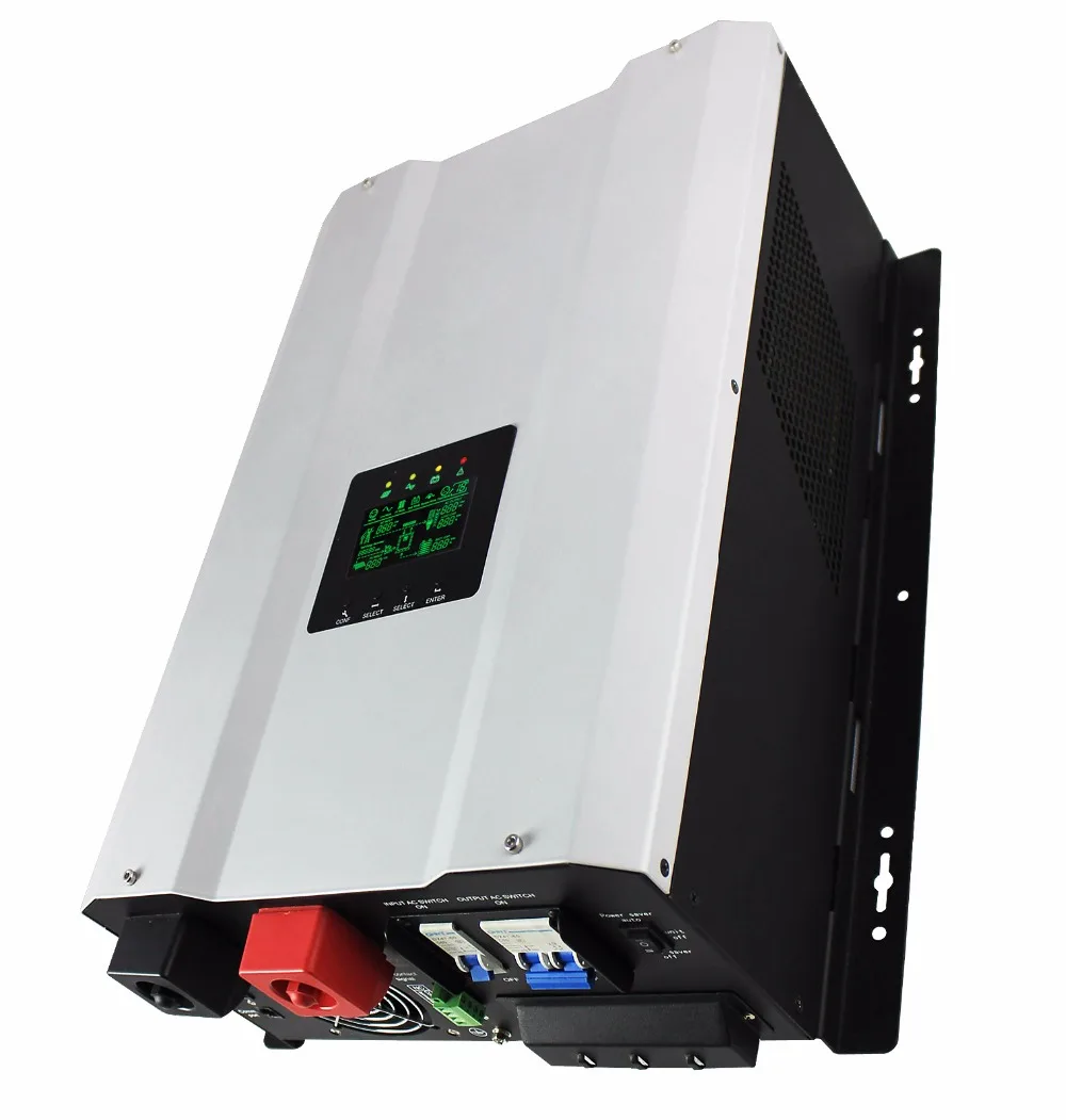 High Quality 5000W Hybrid Solar Inverter 24V 220V With LCD Display MPPT Dual/Single Output Pure Sine Wave 98% Efficiency