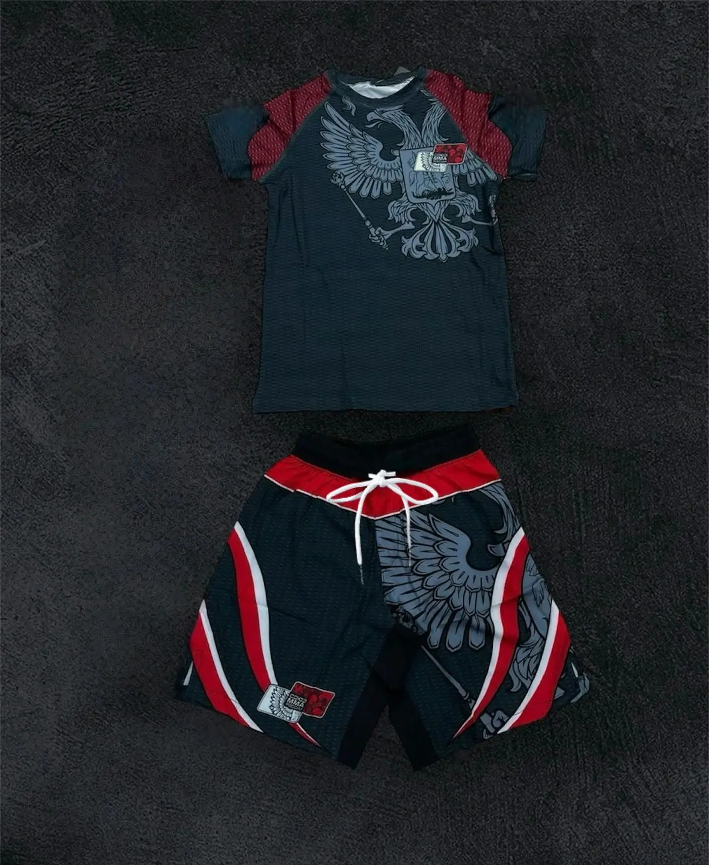 

2026Summer Boxing Jiu Jitsu Sports Set Men's Graphic Rash Guard T-shirts&Shorts Quick Drying Breahable Training Combat Suit