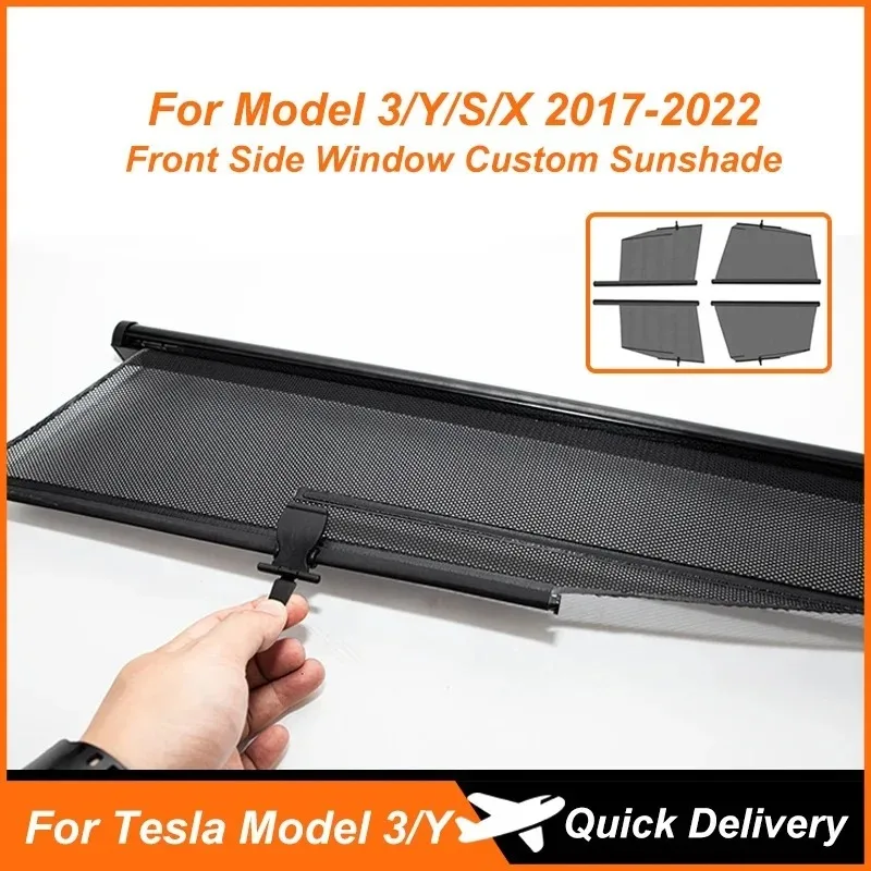 For Tesla Model 3/Y Car Lifting Window Sunshade Car Curtain Side Window Custom Sun Shade Mesh Sun Visor Summer Protection