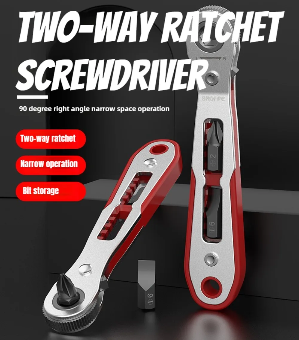 Rechtwinkliger Schraubendreher-Satz, Mini-Ratsche, 90-Grad-Offset-Schraubendreher, Taschen-Ratschenschlüssel mit niedrigem Profil, Bit-Steckschlüssel-Set – Detail 1