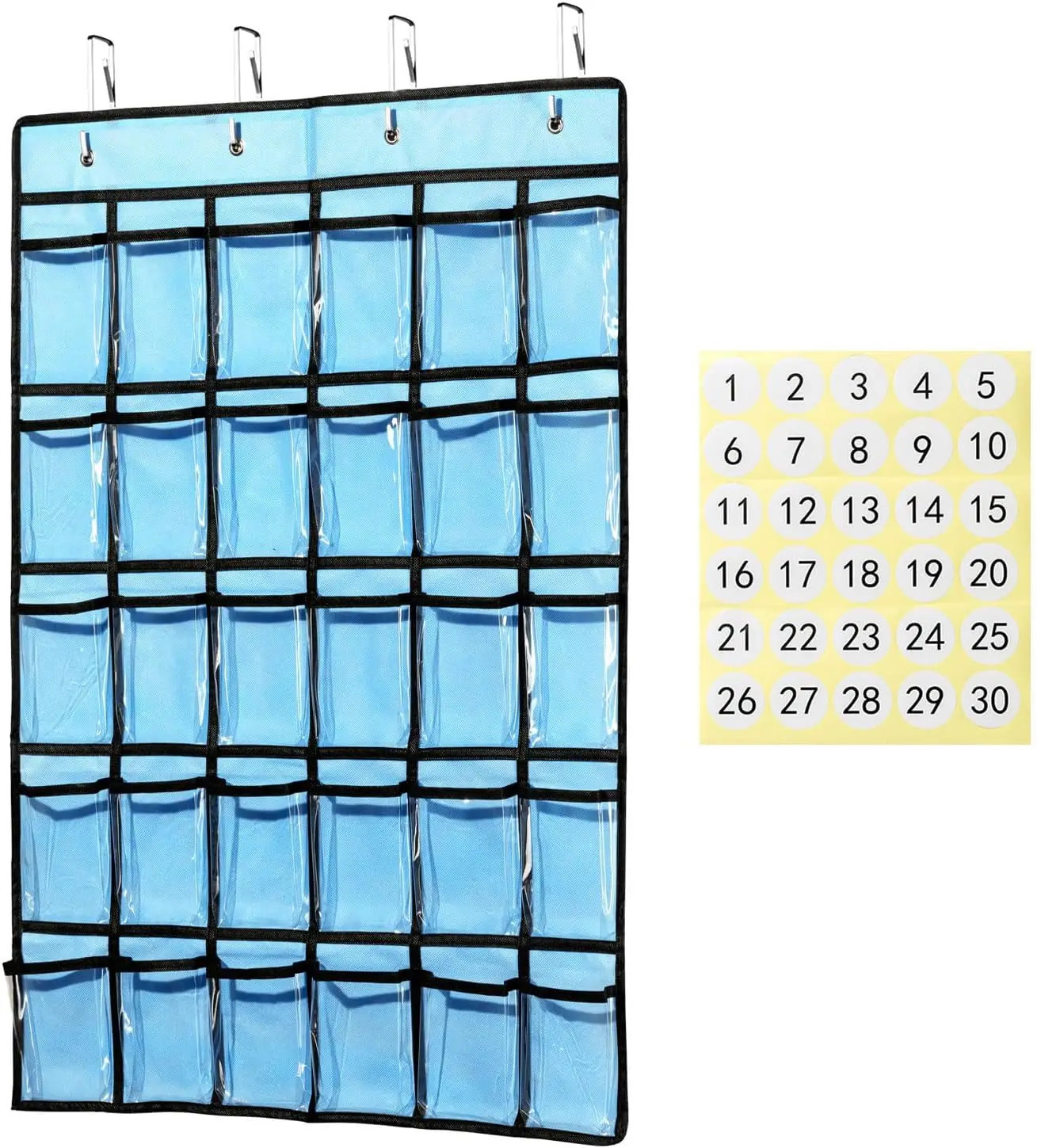 30 Pocket Chart Over The Door Organizer Homeschool Supplies Classroom Decor Storage Bags For Cell Phones Calculator Holder