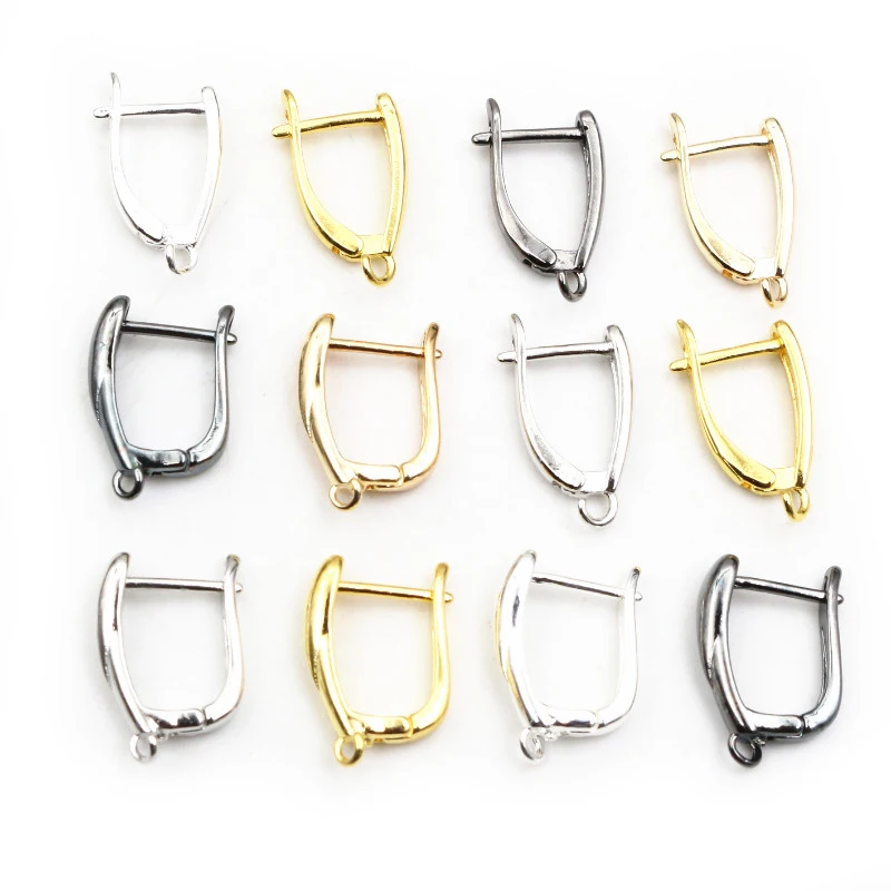 10pcs 2-Styles French Earring Hooks Lever Back Open Loop Setting for DIY Earring Clips Clasp Jewelry Making Accessories Findings