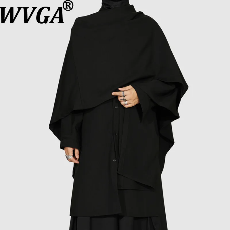 

WVGA Spring Autumn New Man Tide Mid-length Coat Niche Chic Casual Irregular Two-piece Design Trendy Long Sleeve Shirt Ins W20402