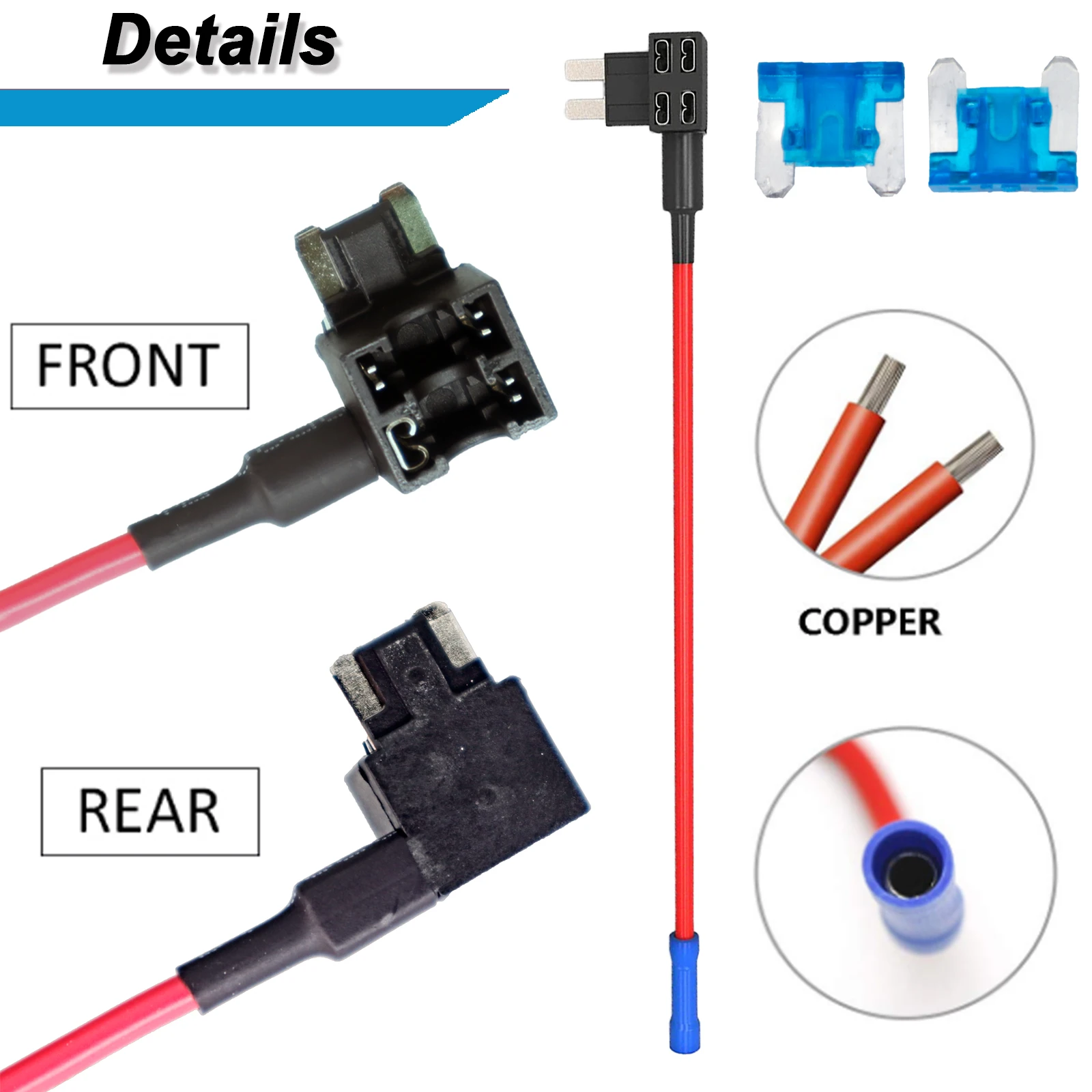 5pcs Add-A-Circuit Piggy Back Auto Adapter Low Profile Mini APS ATT Blade Fuse Holder Fuses Tap Car Fuses Splitter Accessories