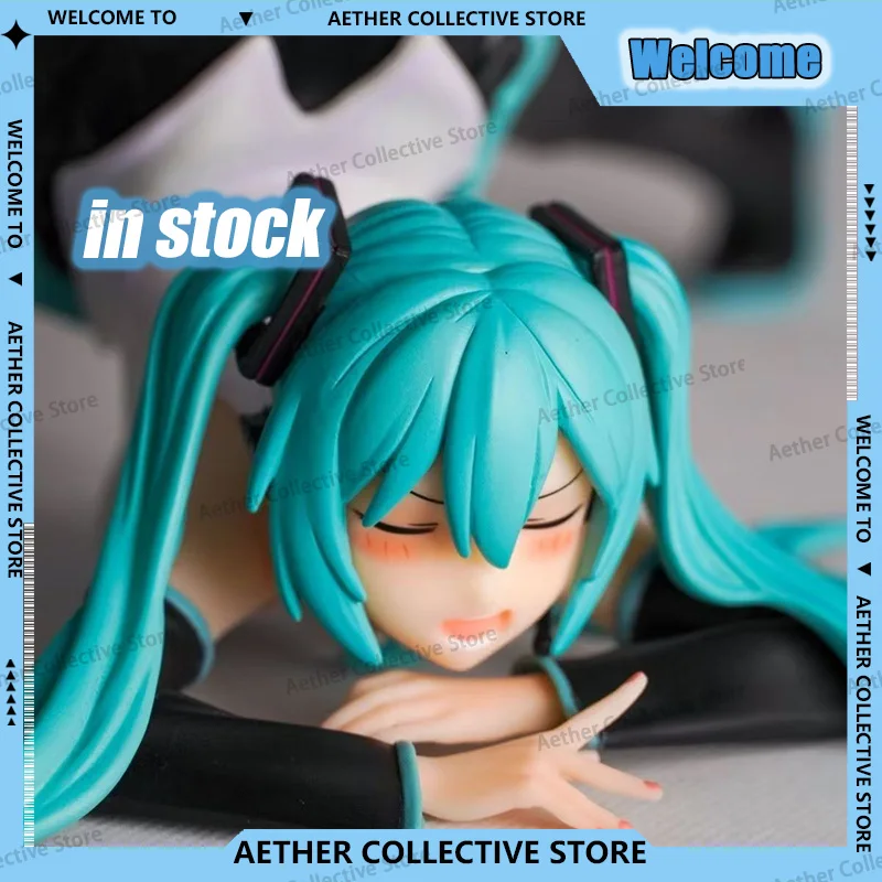 15cm Hatsune Miku shy prone figure green hair black set collection model anime hobby collection toys gifts desktop decoration