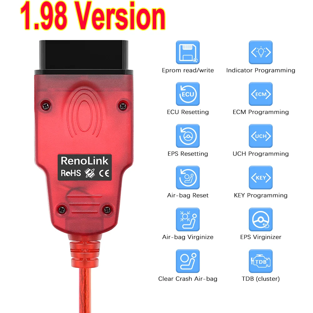 Top Quality Renolink V1.99 For Renault ECU Programmer Key Coding UCH Matching Dashboard Coding Renolink ECU Resetting