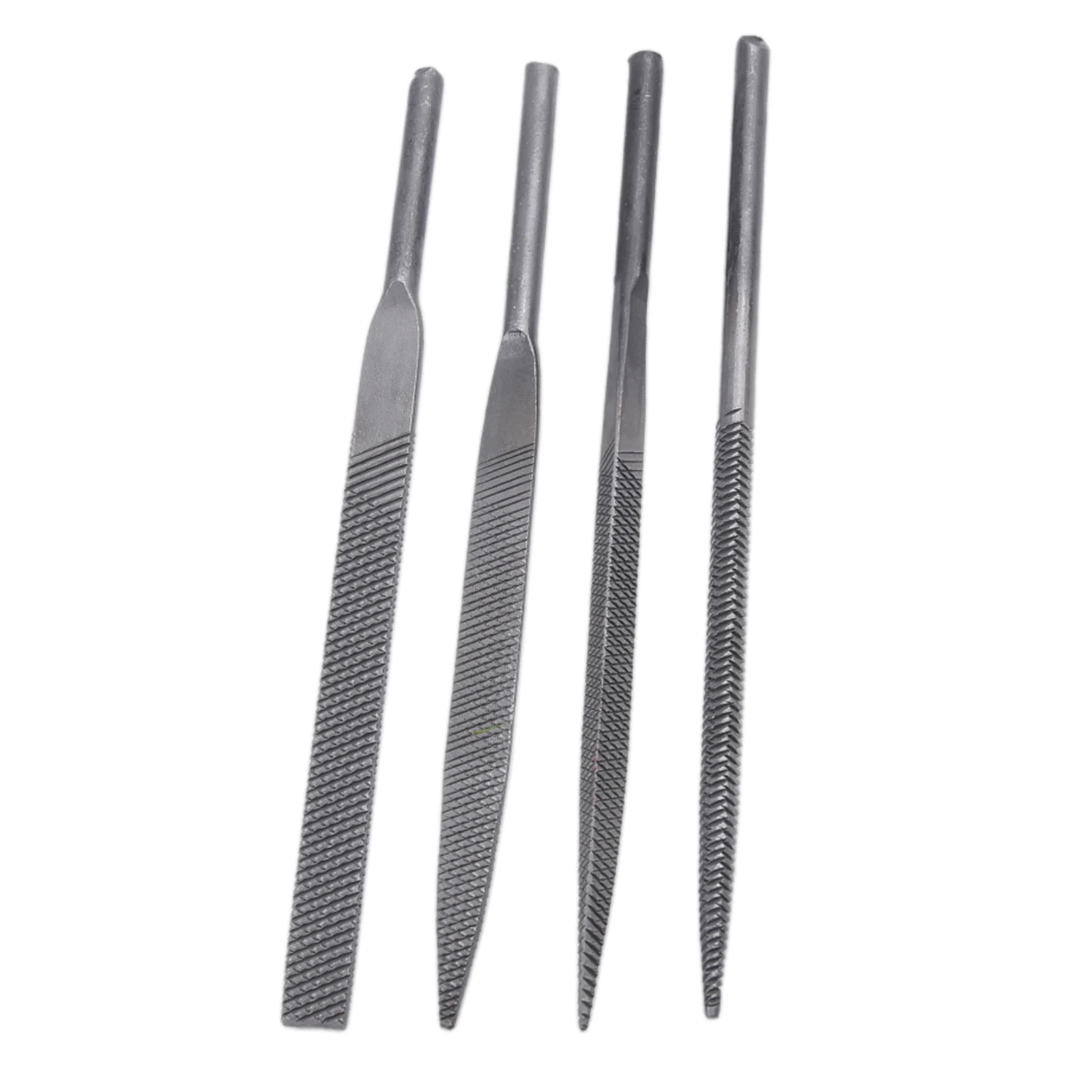 4pcs/Set Steel Files Without Handle 5x125mm Round Half-round Triangular Flat File Metal Woodworking Tool For AF-5 Pneumatic Tool