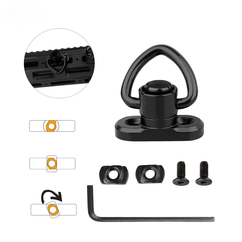 Quick Detach QD Sling Swivel Mount W/Push Button Compatible with Mlok System for 2 Point Sling