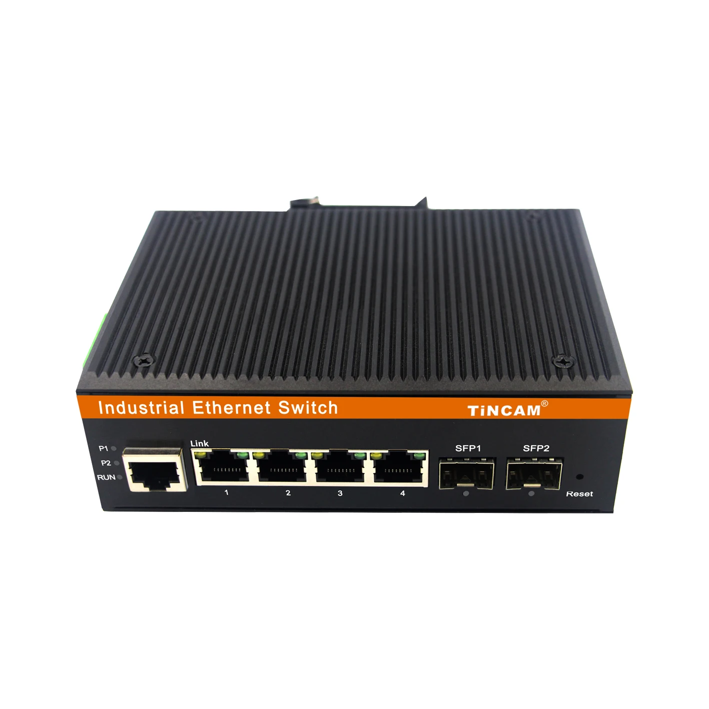 TiNCAM Managed 2*SFP+4*RJ45 Port 10/100/1000M Industrial Network Switch Support WEB Industrial Media Converter Din-rail