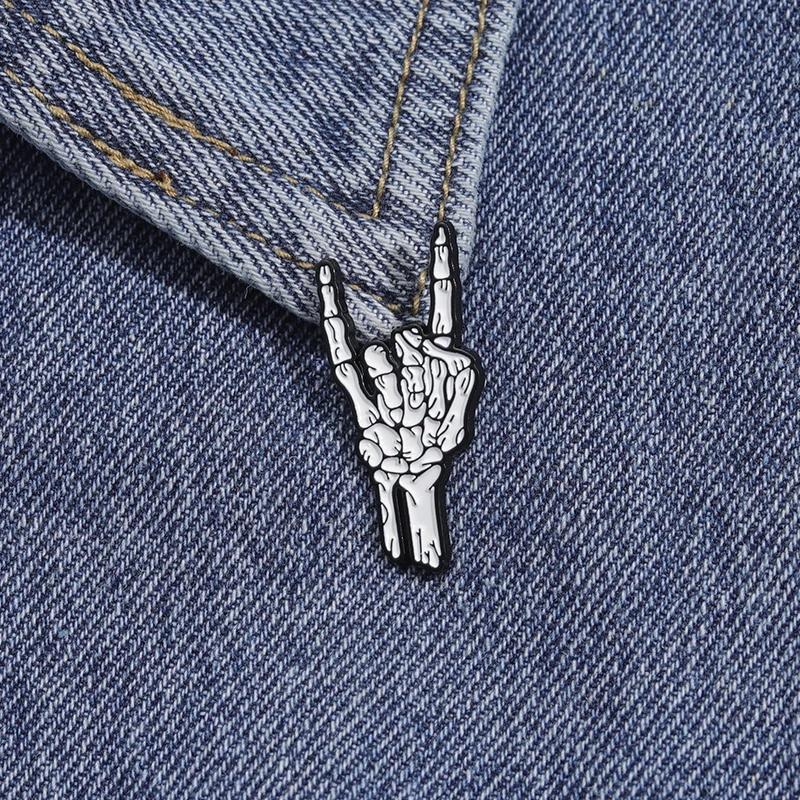 Skeletal Hand Punk Enamel Pins Backpack Clothes Accessories Halloween Creative Metal Brooches Lapel Badge Gift for Kids Friends