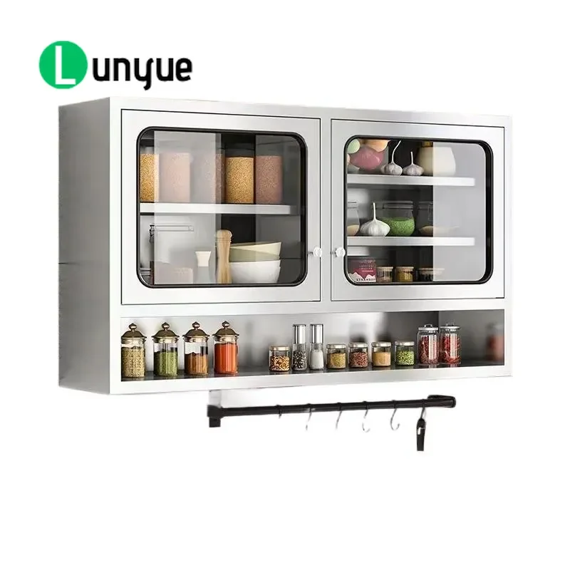 Thickened 304 Stainless Steel Wall Cabinet Rust Proof Moisture Proof Kitchen Storage Cupboard Household Hanging Organizer