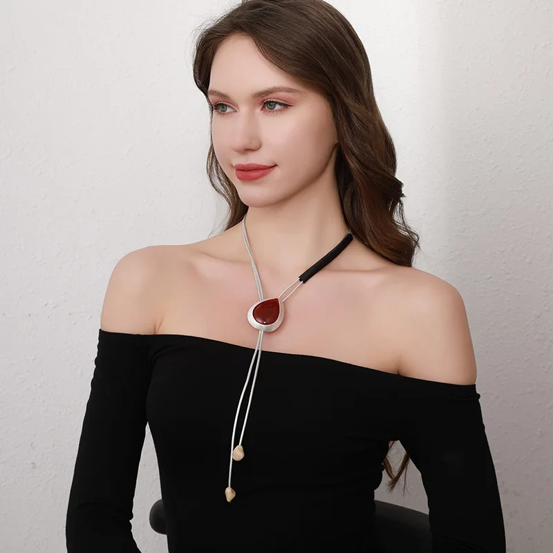 Einfache geometrische Pullover Kette Legierung Frauen Mode OL vielseitige lange Halskette charmanter Schmuck – Detail 3