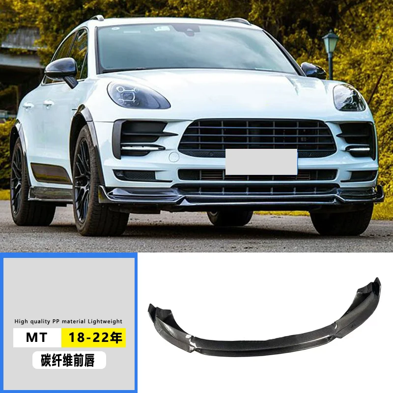 

Передняя губа из углеродного волокна для Porsche Macan 18-22, модифицированный передний спойлер, комплект кузова, объемные автомобильные аксессуары