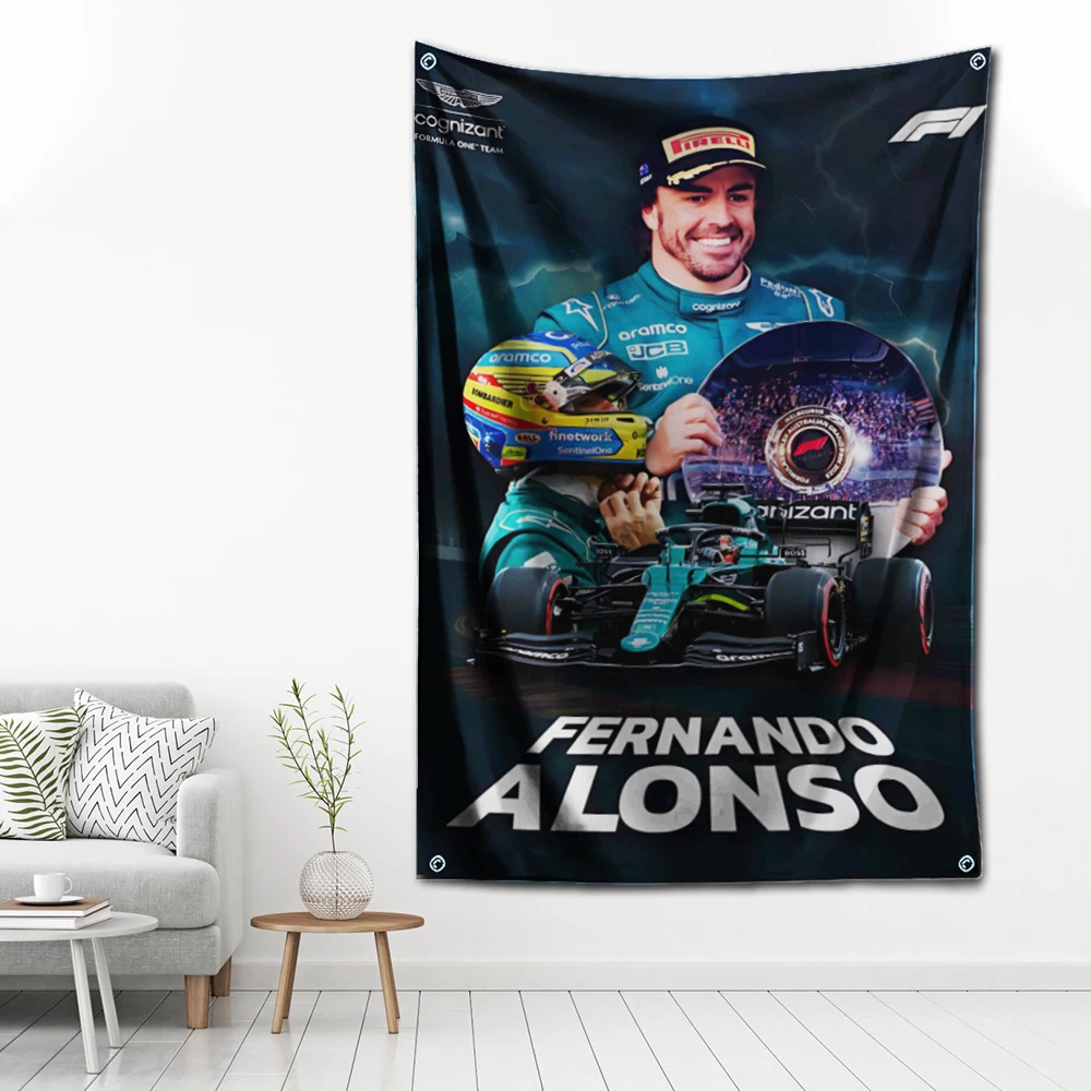 3x5 Ft Racing Astons Martins Flag Polyester Digital Printing Banner for Fernando Alonsos Garage Wall Art Out Door Decoration