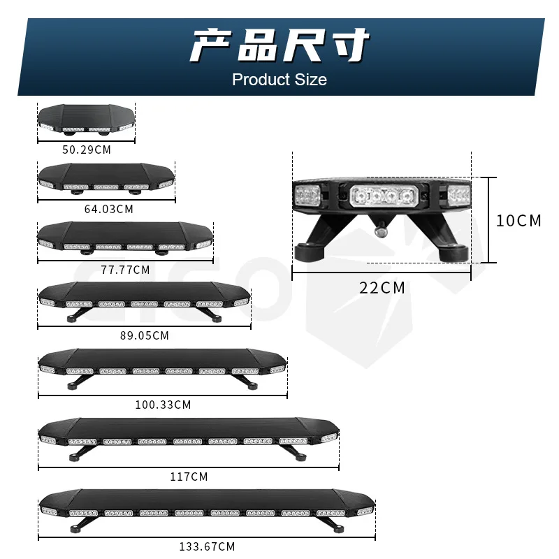 Vehicle‑Mounted LED Long Row Warning Light, High‑Power Strobe Flash Beacon, Super Bright Roof Top Emergency Flashing Light