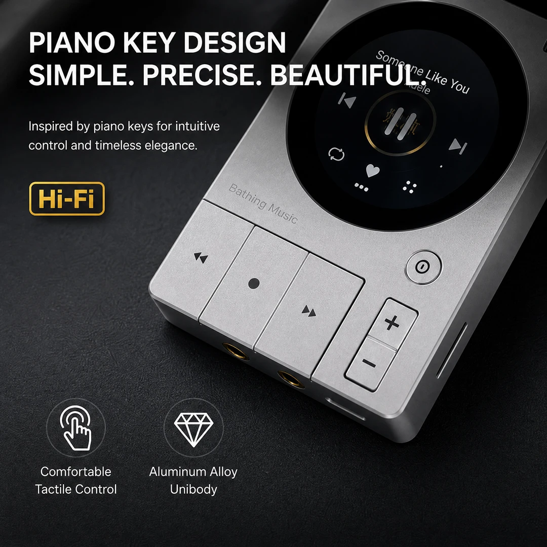 【2026 New】Premium MP3 Player Native DSD256,ESS9018 DAC,HIFI 32bit/192KHz Piano Buttons,Expandable Storage (TF Card),BT 5.3,Hi-Re