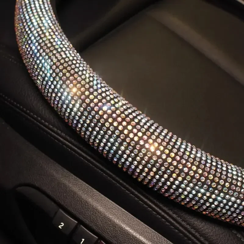 2025NEW Car steering wheel cover with diamond summer elastic without inner ring full diamond high-grade non-slip handlebar cover image 4