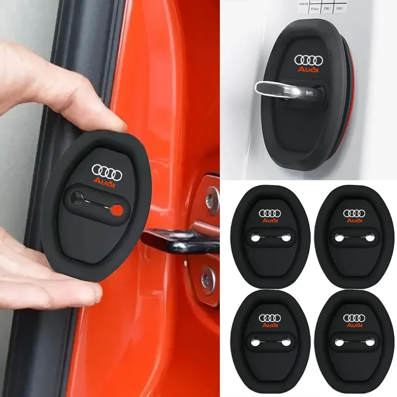 2/4Pcs Silicone Car Door Lock Decoration Protection Cover Logo Case for Audi SLine RS A3 A6 C7 A4 B8 8P 8V B6 A5 Q5 C6 A1 Q7 Q3