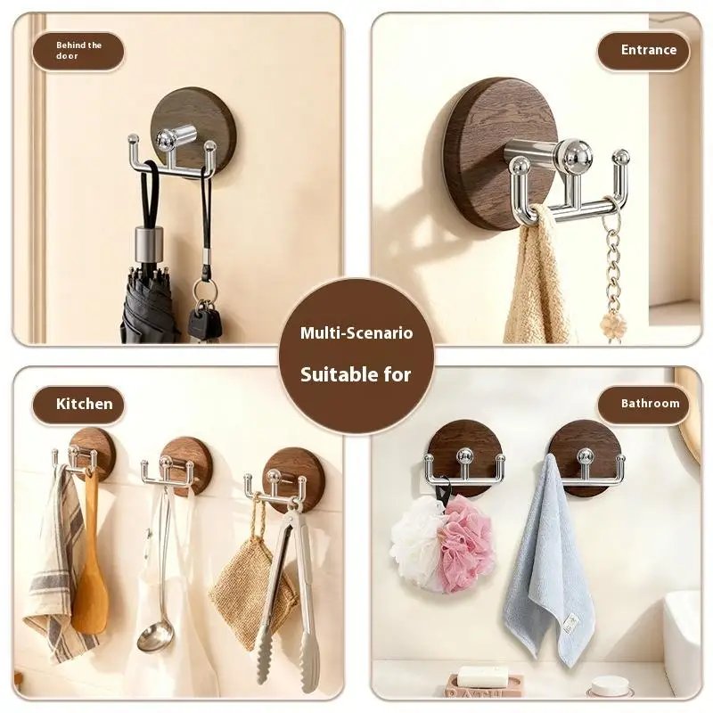 5Pcs Strong Non Marking No-drill Rotatable Double Ended Suction Cup Hooks Bathroom Wall Storage Towel Hanger