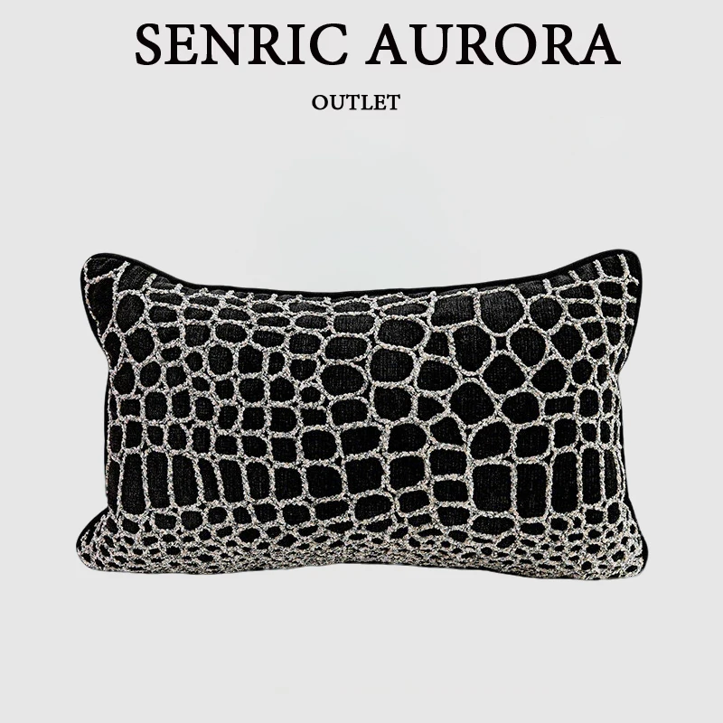 Design Luxury Cushion Cover 30x50 45x45cm French Style Black Turtle Crack Waist Pillowcase For Home Hotel Bed Living Room Sofa