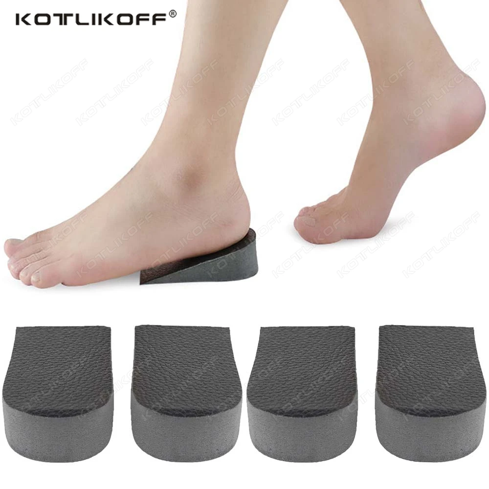 1 Paar Hart-PU-Leder-Einlegesohle zur Erhöhung der Höhe, Turnschuhe, Ferseneinsatz, erhöhte halbe Einlegesohlen, 1–3 cm, Schuhpolster, Einlegesohlen für Unisex