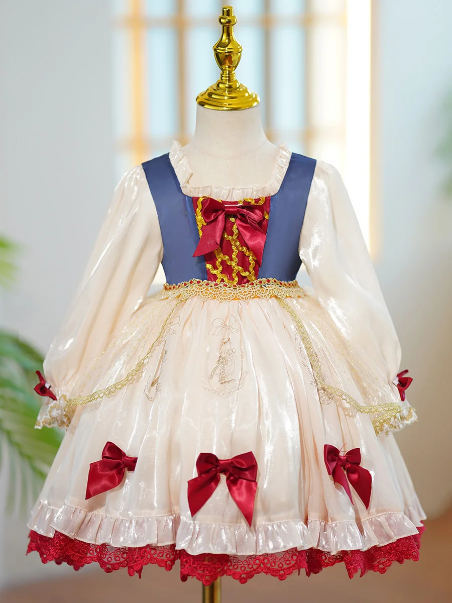 ロリータスタイルプリンセス白雪姫スカート春秋の新しい子供ドレスふわふわ長袖少女のドレスタギタブランド