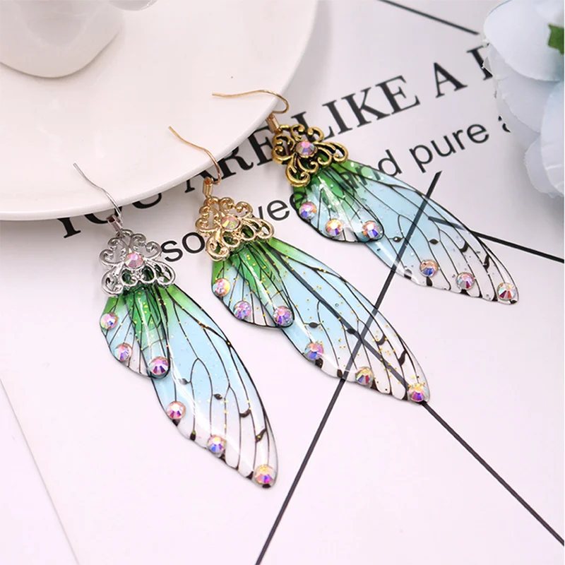 New Anime Demon Slayer Butterfly Wing Earrings Kimetsu no Yaiba Kochou Shinobu Earring Cosplay Props Ear Clip Women Girl Jewelry