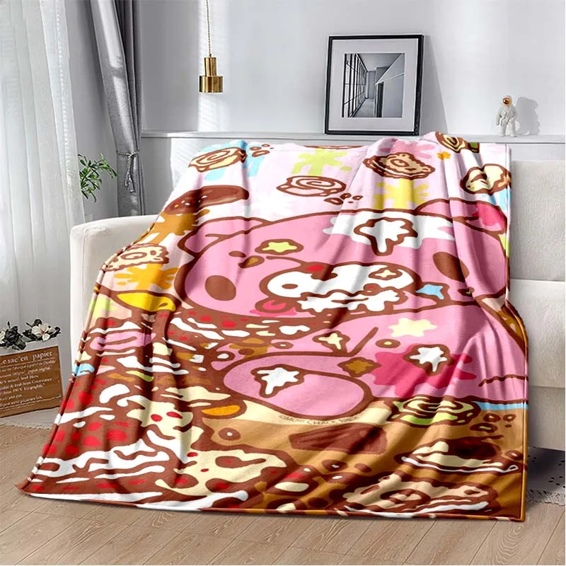 G-Gloomy Bear Cartoon Character Print Flannel Blanket Cozy Warm Throw Bedroom Sofa Present Indoor Home Holiday Lounge Decor