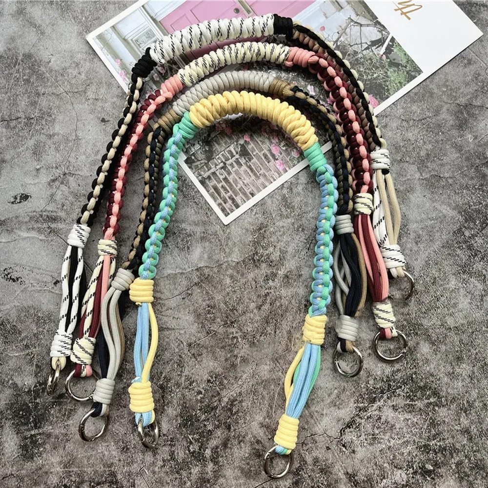 Colorful Woven Shoulder Strap Bag Camera Lanyard Mobile Phone Lanyard Rope Doll Bag Strap Armpit Bag Strap Color Collision Rope