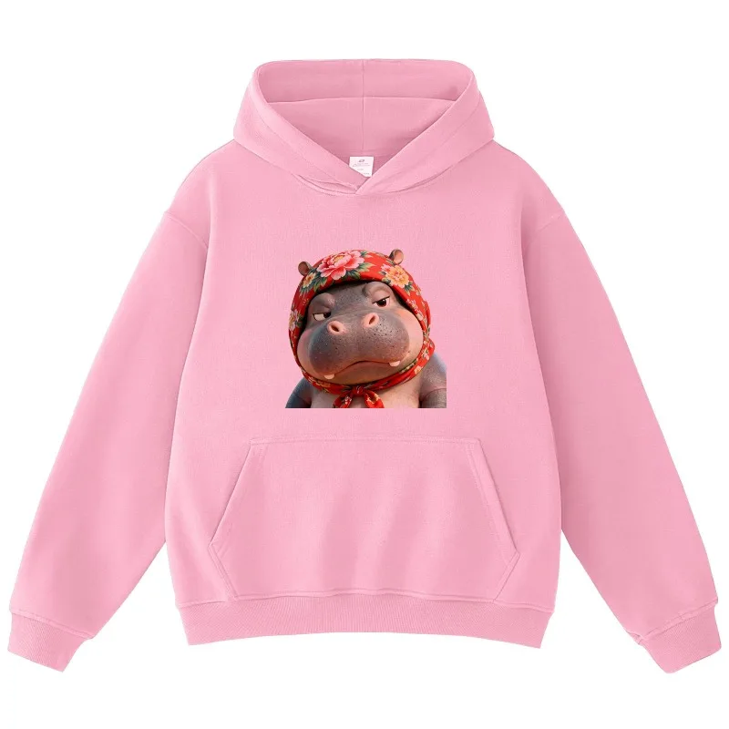 Sweat à capuche imprimé hippopotame Vintage unisexe, Streetwear décontracté, graphique à manches longues, léger, haut tendance quotidien d'automne