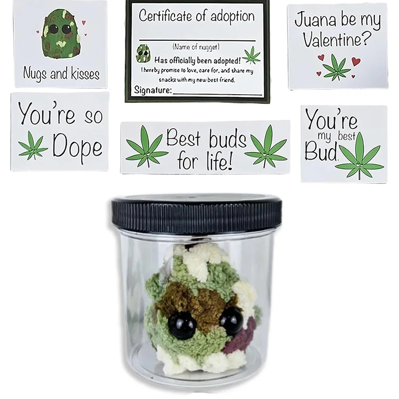 Adopt A Leaf Nugget Plushie Little Leaf Nugget Plushie With Encouragement Cards In A Jar Handmade Plush Stuffed Toys Best Buds