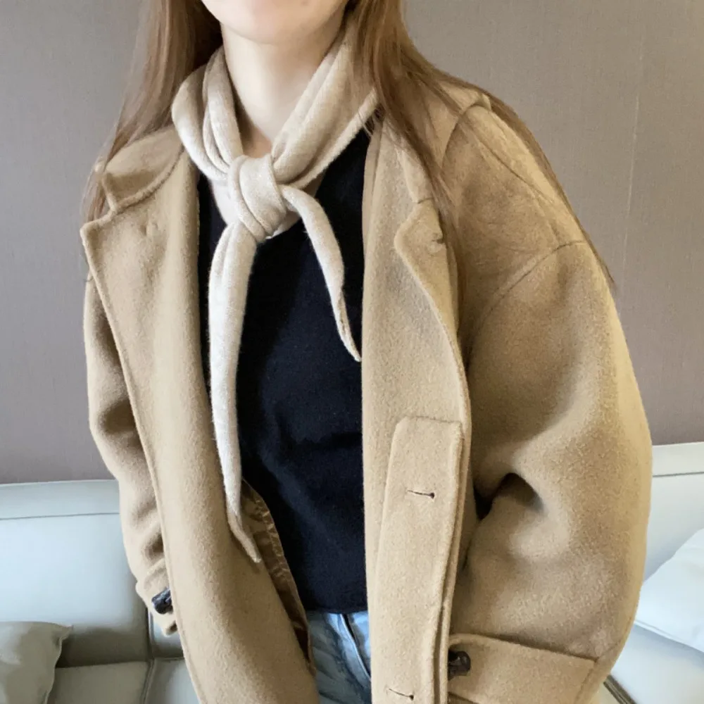 Elegante estilo coreano de malha triângulo cachecol à prova de vento engrossar inverno cachecóis de caxemira casual quente feminino xale de caxemira ao ar livre